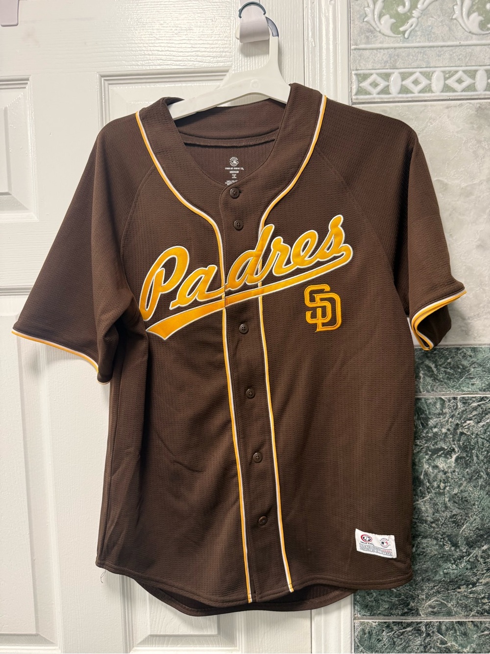 Majestic Brown and Yellow Padres Baseball Jersey